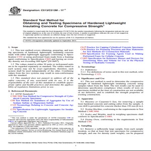 ASTM C513/C513M − 11 1 Standard Test Method for Obtaining and Testing Specimens of Hardened Lightweight Insulating Concrete for Compressive Strength