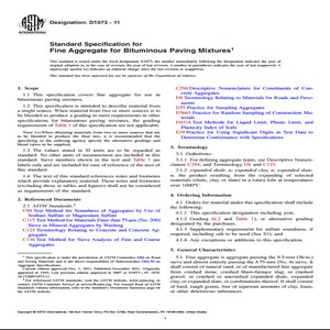 ASTM D1073−11 Standard Specification for Fine Aggregate for Bituminous Paving Mixtures