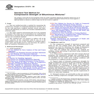 ASTM D1074−09 Standard Test Method for Compressive Strength of Bituminous Mixtures