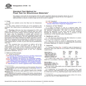 ASTM D139−12 Standard Test Method for Float Test for Bituminous Materials