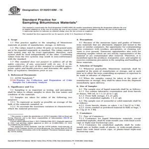 ASTM D140/D140M−15 Standard Practice for Sampling Bituminous Materials