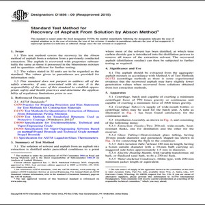 ASTM D1856−09 Reapproved 2015 Standard Test Method for Recovery of Asphalt From Solution by Abson Method