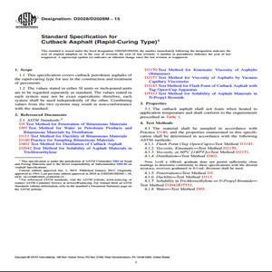 ASTM D2028/D2028M−15 Standard Specification for Cutback Asphalt Rapid-Curing Type