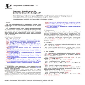 ASTM D2397/D2397M−13 Standard Specification for Cationic Emulsified Asphalt