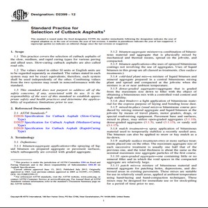 ASTM D2399−12 Standard Practice for Selection of Cutback Asphalts