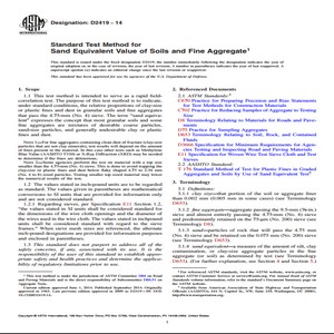 ASTM D2419−14 Standard Test Method for Sand Equivalent Value of Soils and Fine Aggregate