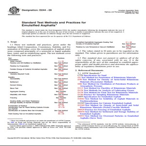 ASTM D244−09 Standard Test Methods and Practices for Emulsified Asphalts 