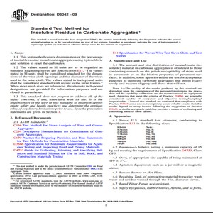 ASTM D3042−09 Standard Test Method for Insoluble Residue in Carbonate Aggregates