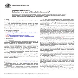 ASTM D3628−08 Standard Practice for Selection and Use of Emulsified Asphalts