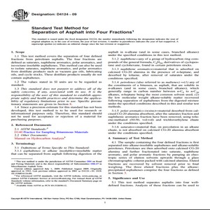 ASTM D4124−09 Standard Test Method for Separation of Asphalt into Four Fractions