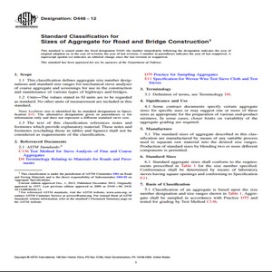 ASTM D448−12 Standard Classification for Sizes of Aggregate for Road and Bridge Construction