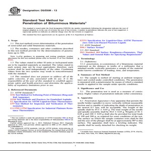 ASTM D5/D5M − 13 Standard Test Method for Penetration of Bituminous Materials