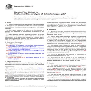 ASTM D5444−15 Standard Test Method for Mechanical Size Analysis of Extracted Aggregate