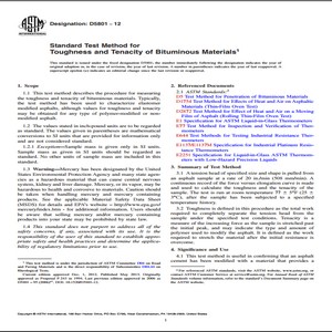 ASTM D5801−12 Standard Test Method for Toughness and Tenacity of Bituminous Materials