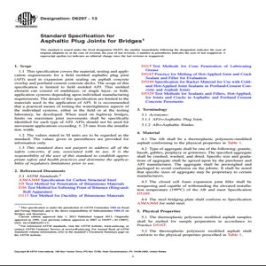 ASTM D6297−13 Standard Specification for Asphaltic Plug Joints for Bridges