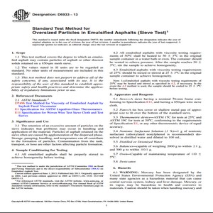 ASTM D6933−13 Standard Test Method for Oversized Particles in Emulsified Asphalts Sieve Test